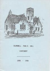 front cover of the Centenary booklet showing an ink drawing of the hall